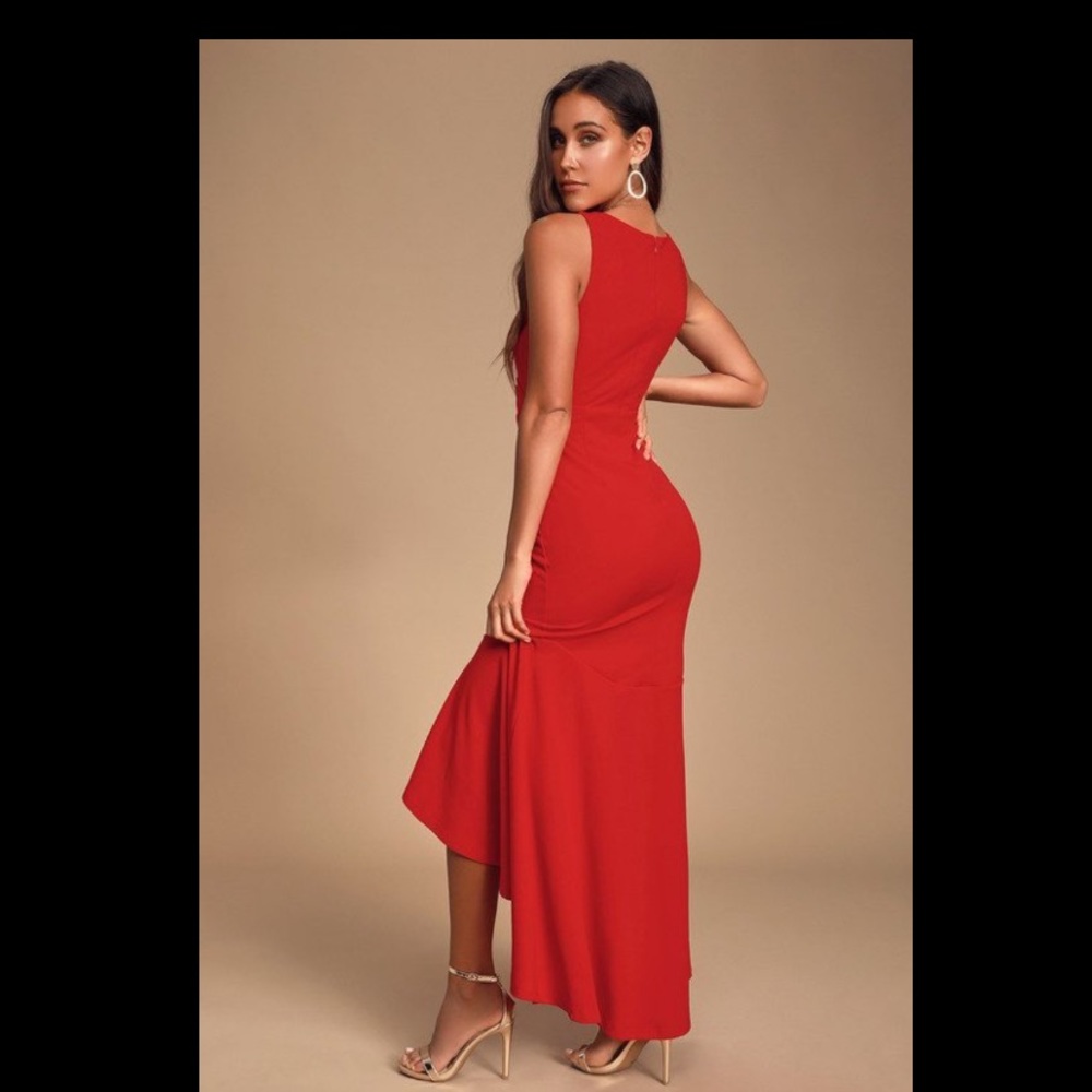 Noreen Red Sleeveless High-Low Maxi Dress - Picture 2 of 2